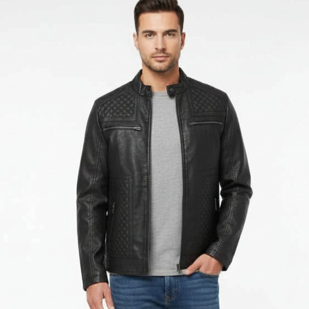 Nwt $148 X RAY Faux Leather Navy Jacket Sz Small - Picture 3 of 6